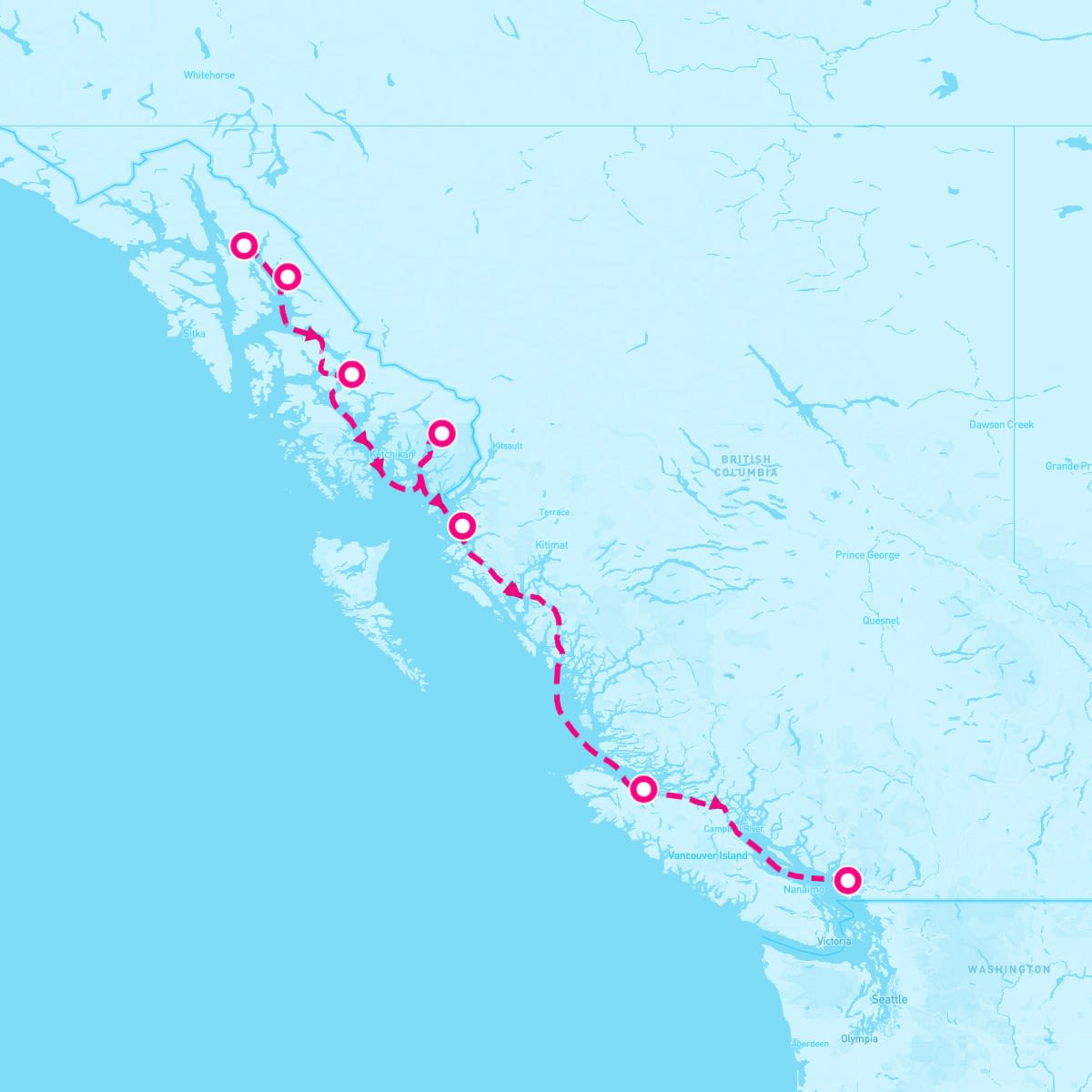 Seabourn Quest itinerary map for July 4, 2025 (7 nights)