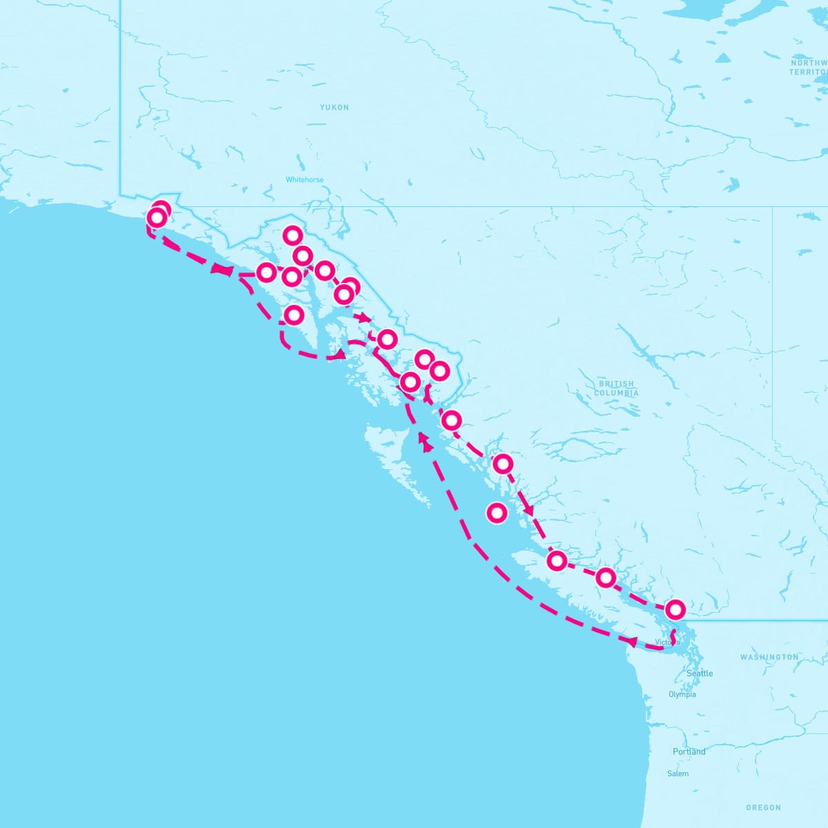 Seabourn Quest itinerary map for July 25, 2025 (14 nights)