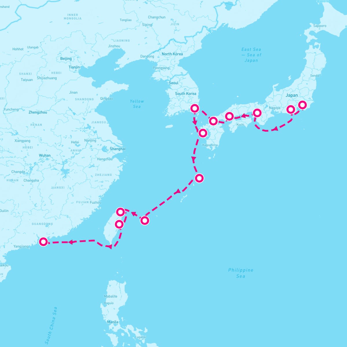 Seabourn Quest itinerary map for November 5, 2025 (15 nights)