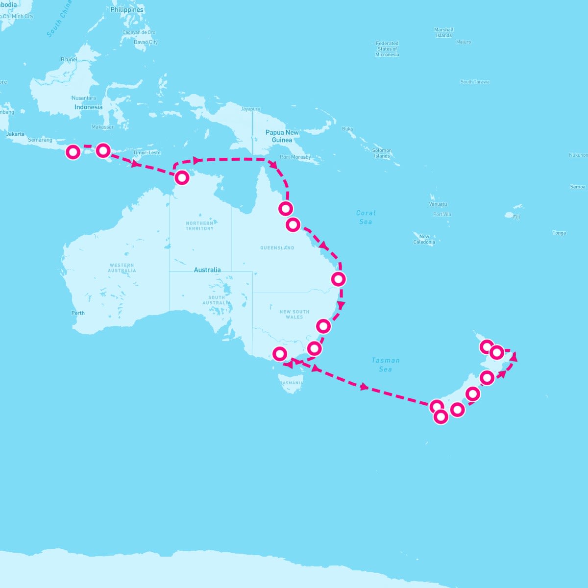 Seabourn Quest itinerary map for December 4, 2025 (31 nights)