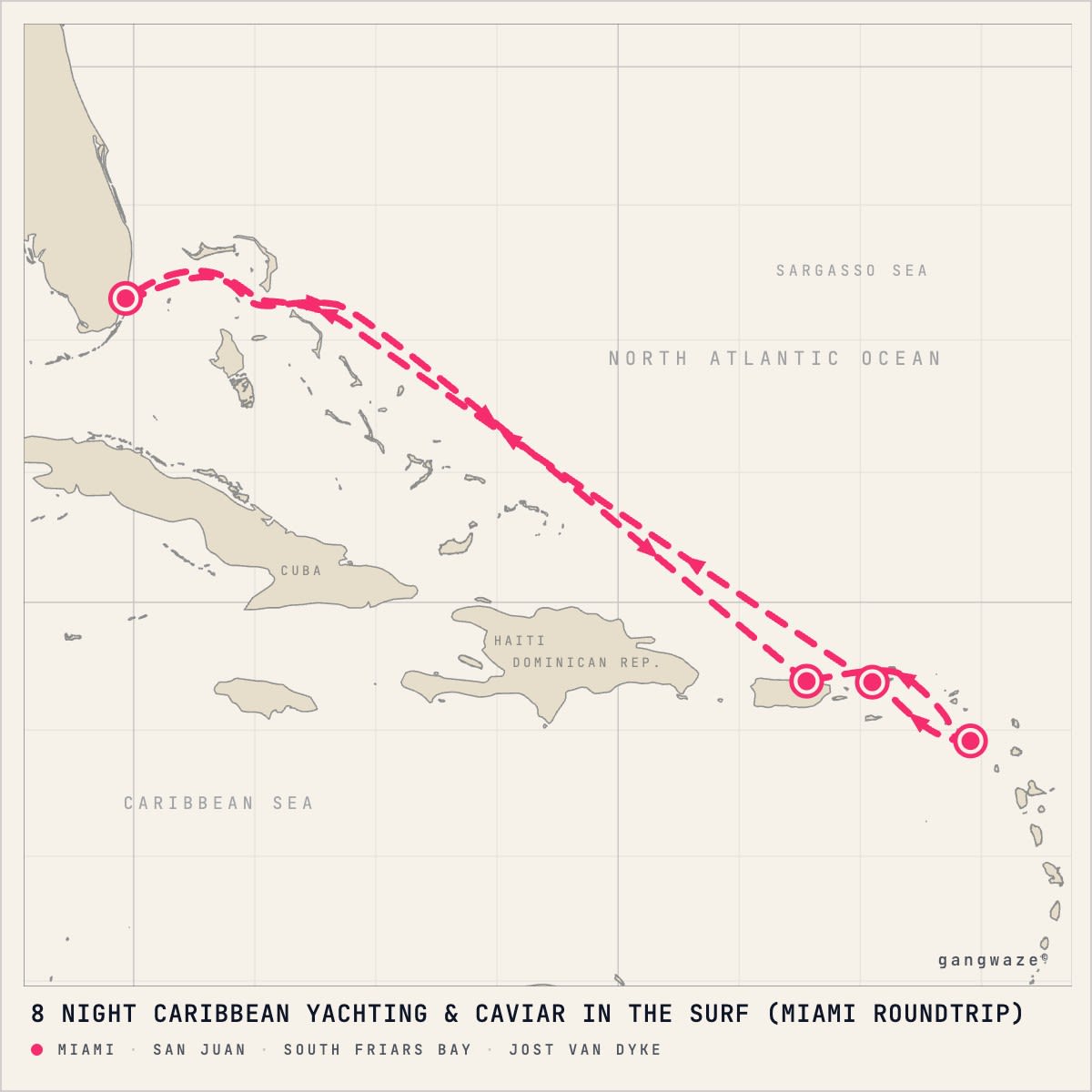 Seabourn Quest itinerary map for November 10, 2028 (8 nights)