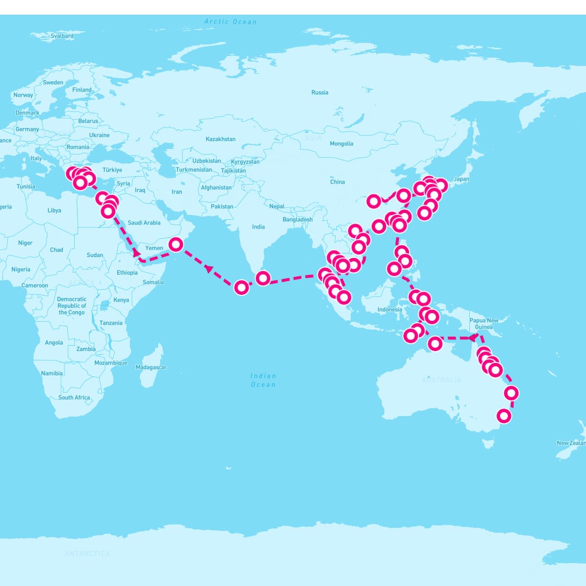 Seabourn Sojourn itinerary map for February 20, 2024