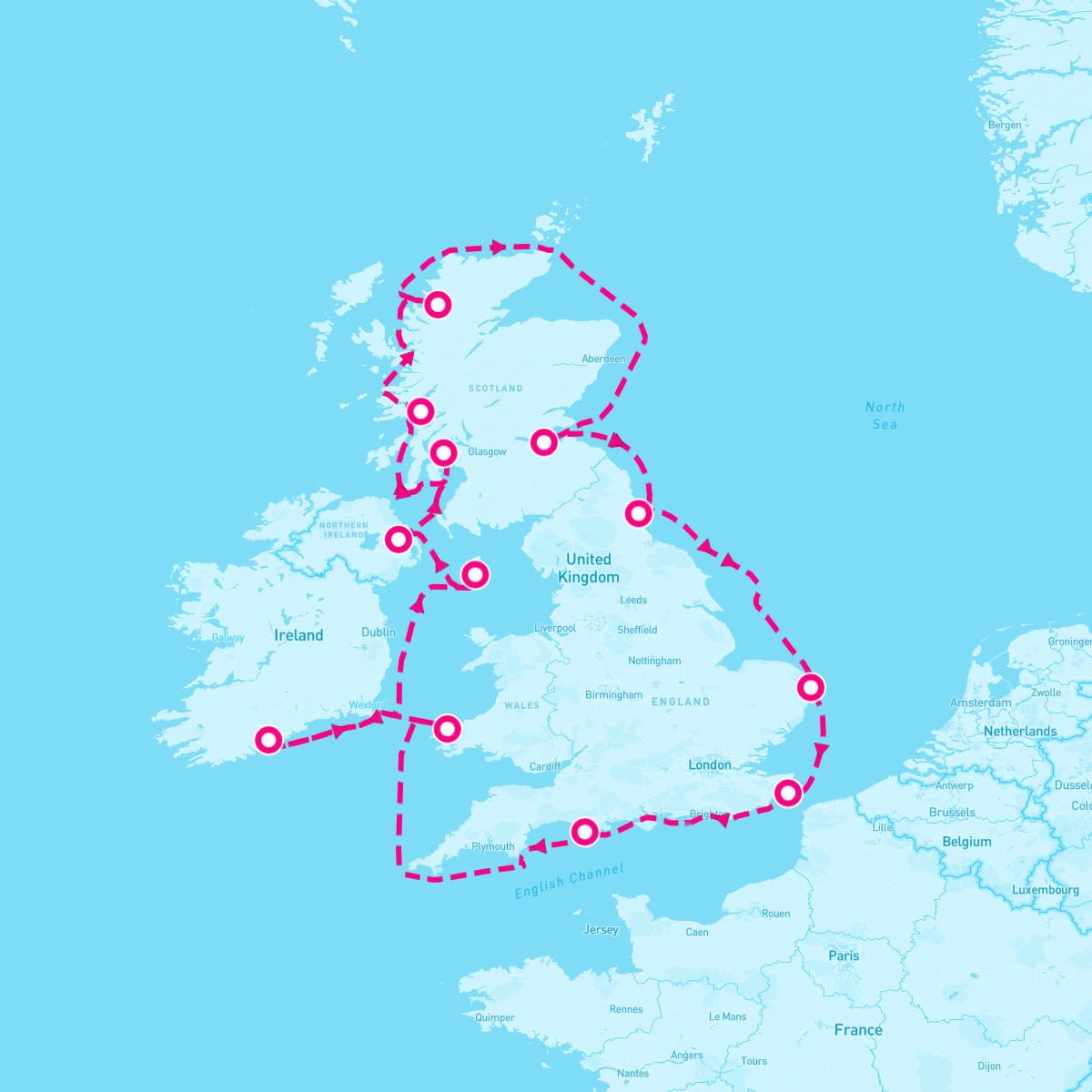 Seabourn Sojourn itinerary map for July 13, 2024 (14 nights)