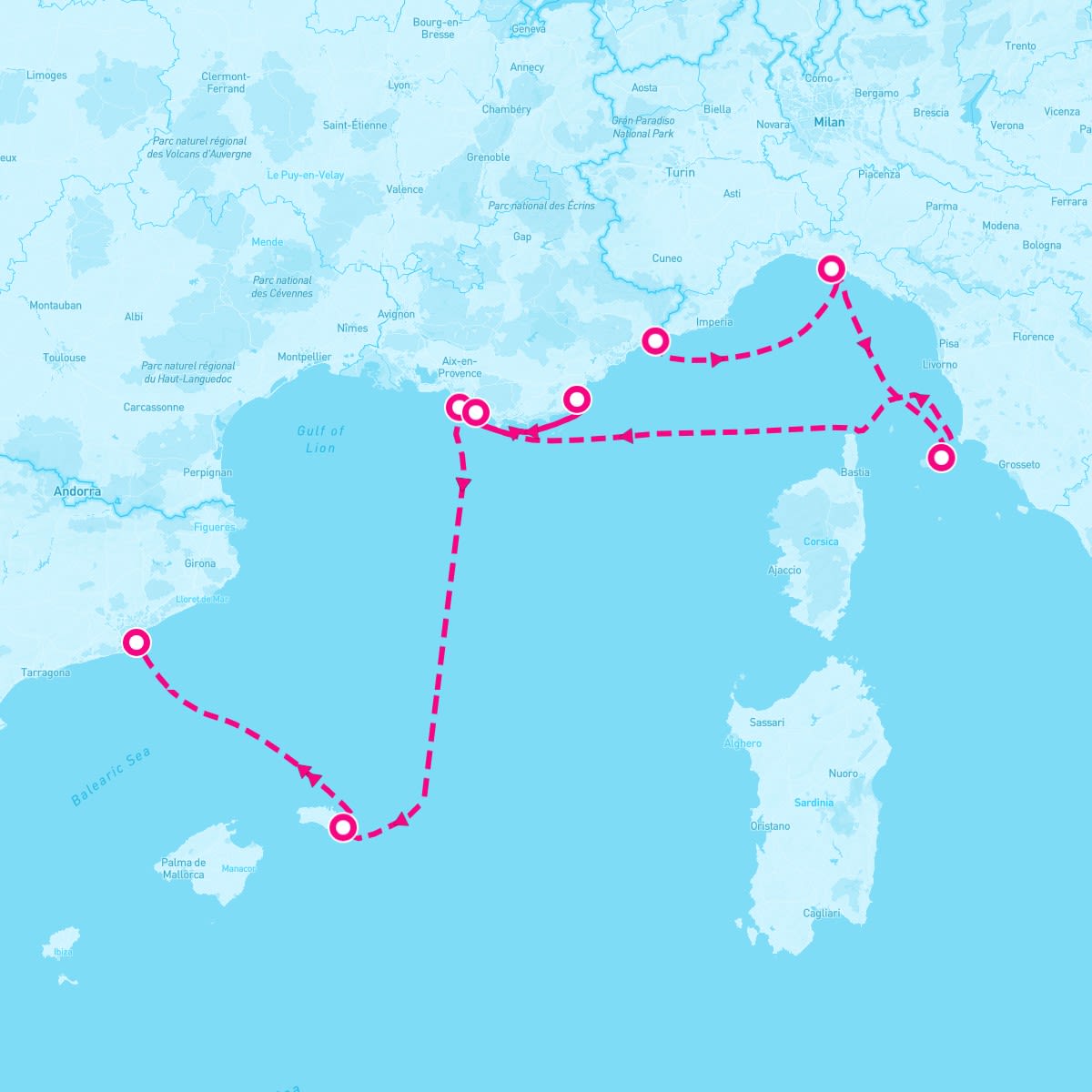 Seabourn Sojourn itinerary map for October 12, 2024 (7 nights)