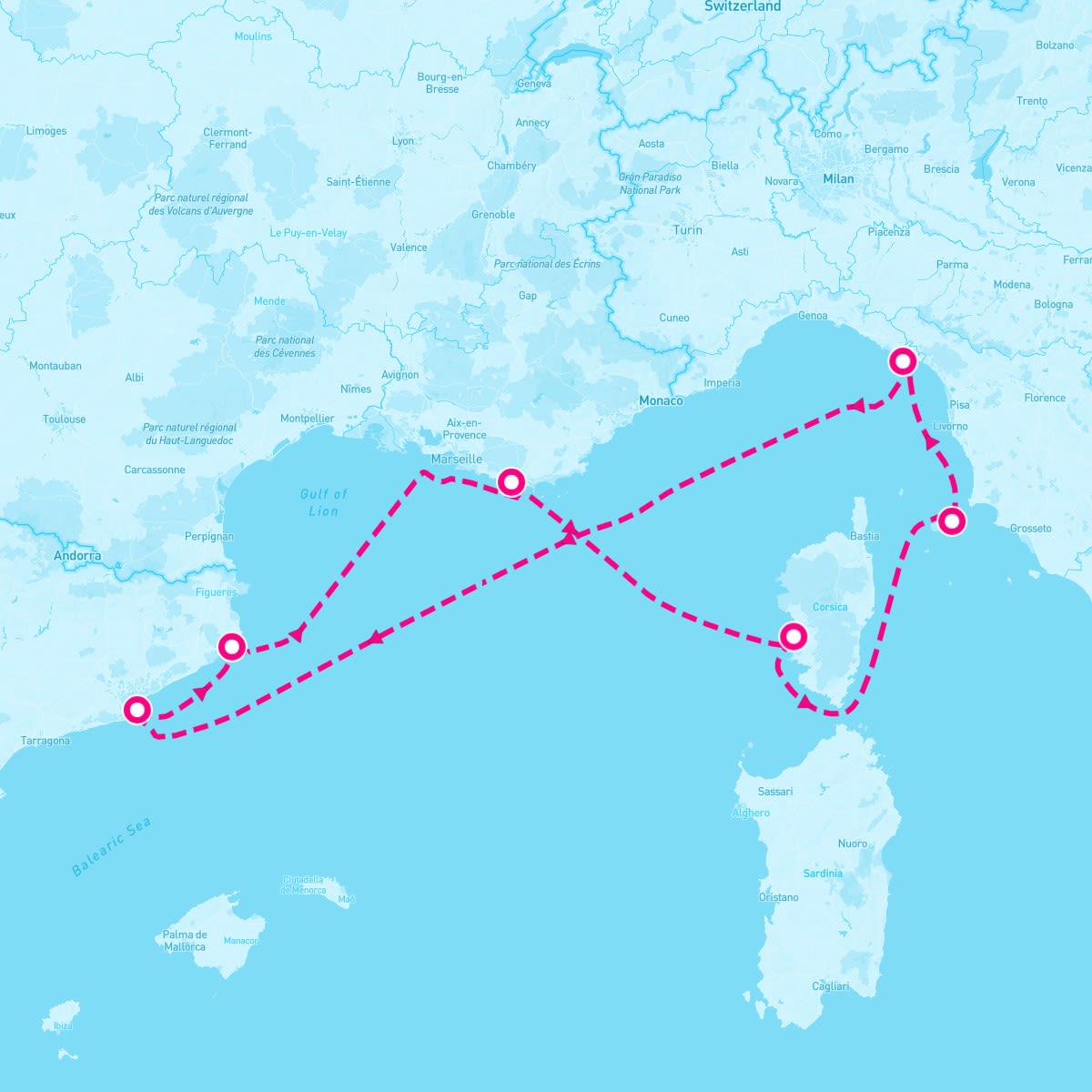 Seabourn Sojourn itinerary map for November 23, 2024 (7 nights)