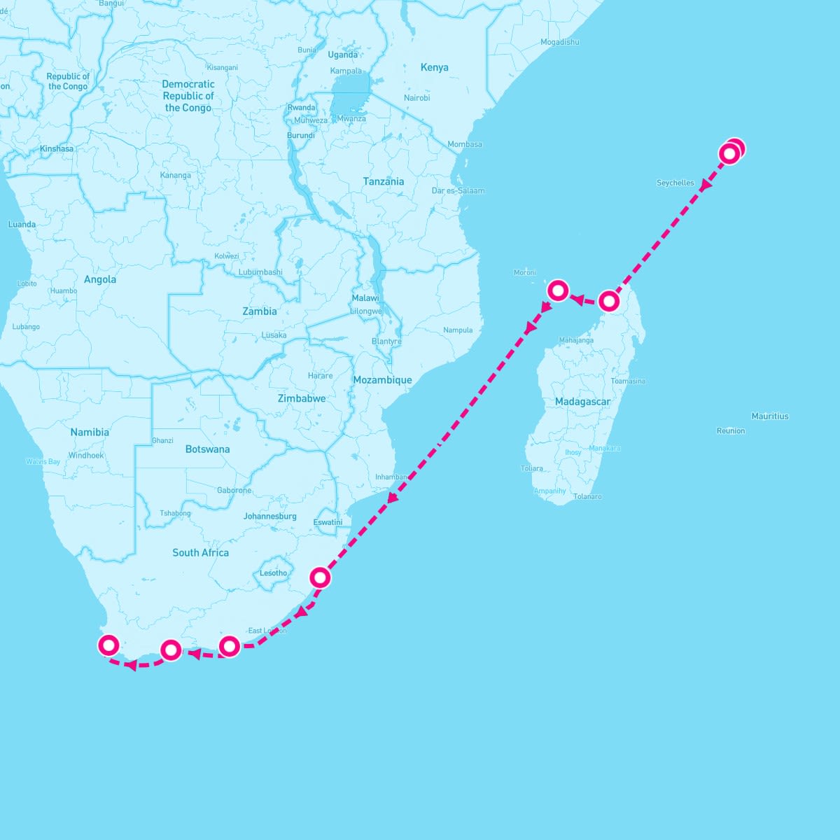 Seabourn Sojourn itinerary map for January 13, 2025 (15 nights)