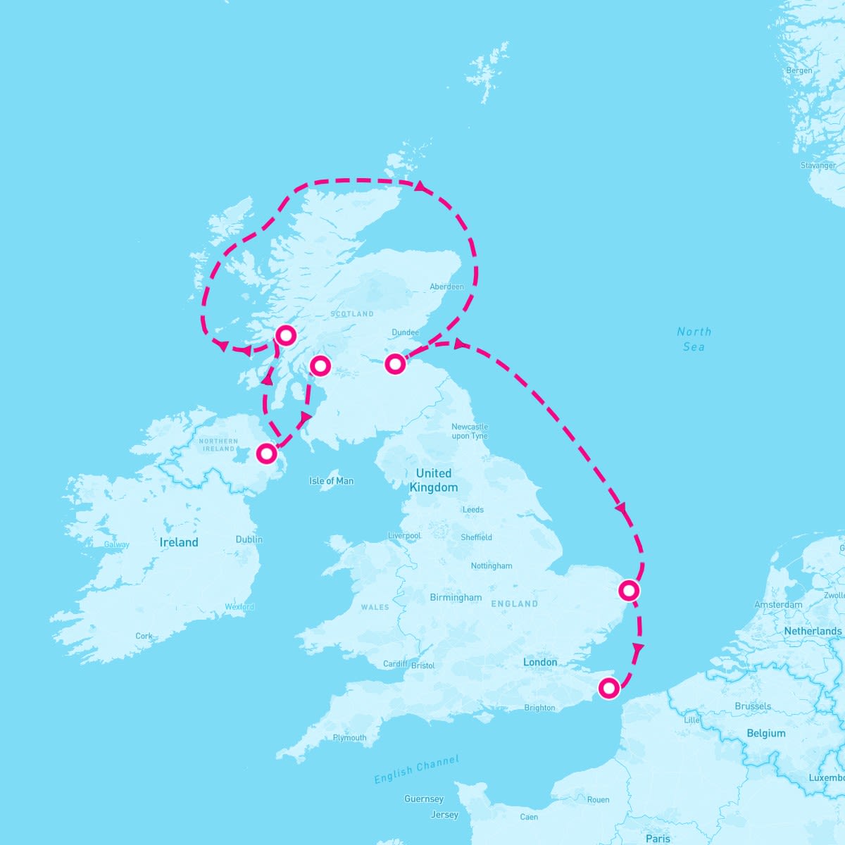 Seabourn Sojourn itinerary map for August 2, 2025 (7 nights)