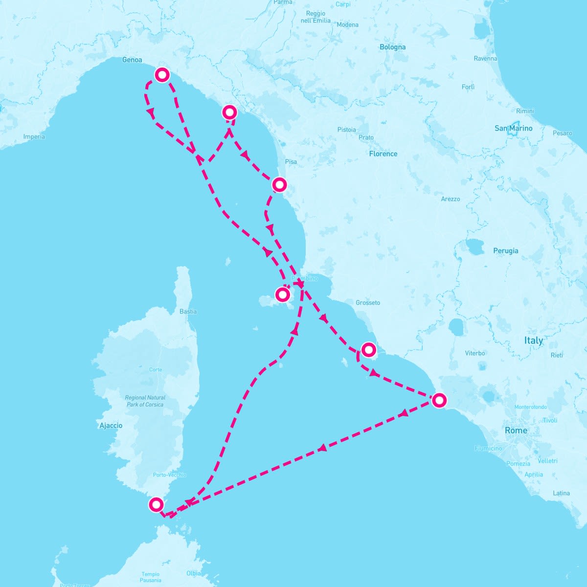 SeaDream I itinerary map for September 21, 2024 (7 nights)