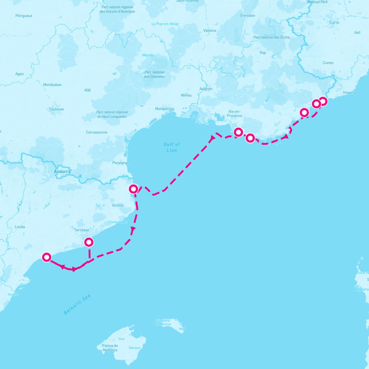 SeaDream I itinerary map for October 12, 2024 (7 nights)