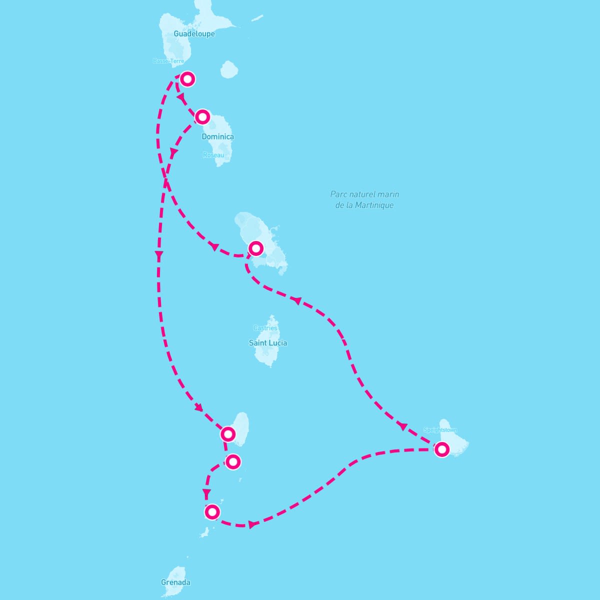 SeaDream I itinerary map for March 1, 2025 (7 nights)