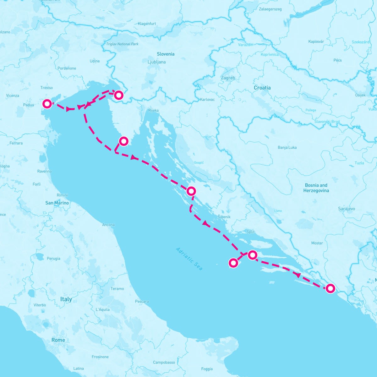 SeaDream I itinerary map for June 8, 2025 (7 nights)