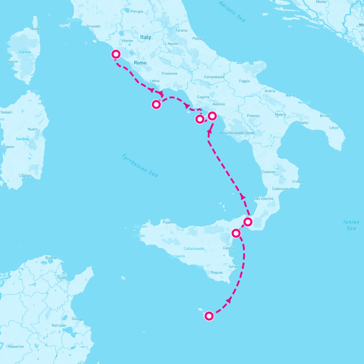 SeaDream I itinerary map for July 20, 2025 (7 nights)
