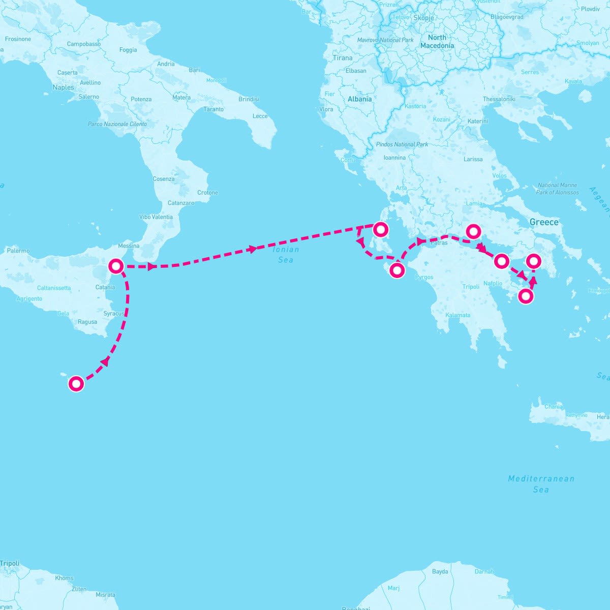 SeaDream I itinerary map for August 23, 2025 (7 nights)