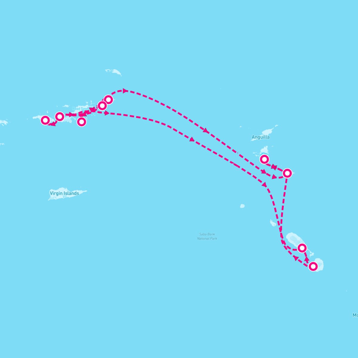 SeaDream I itinerary map for November 22, 2025 (7 nights)