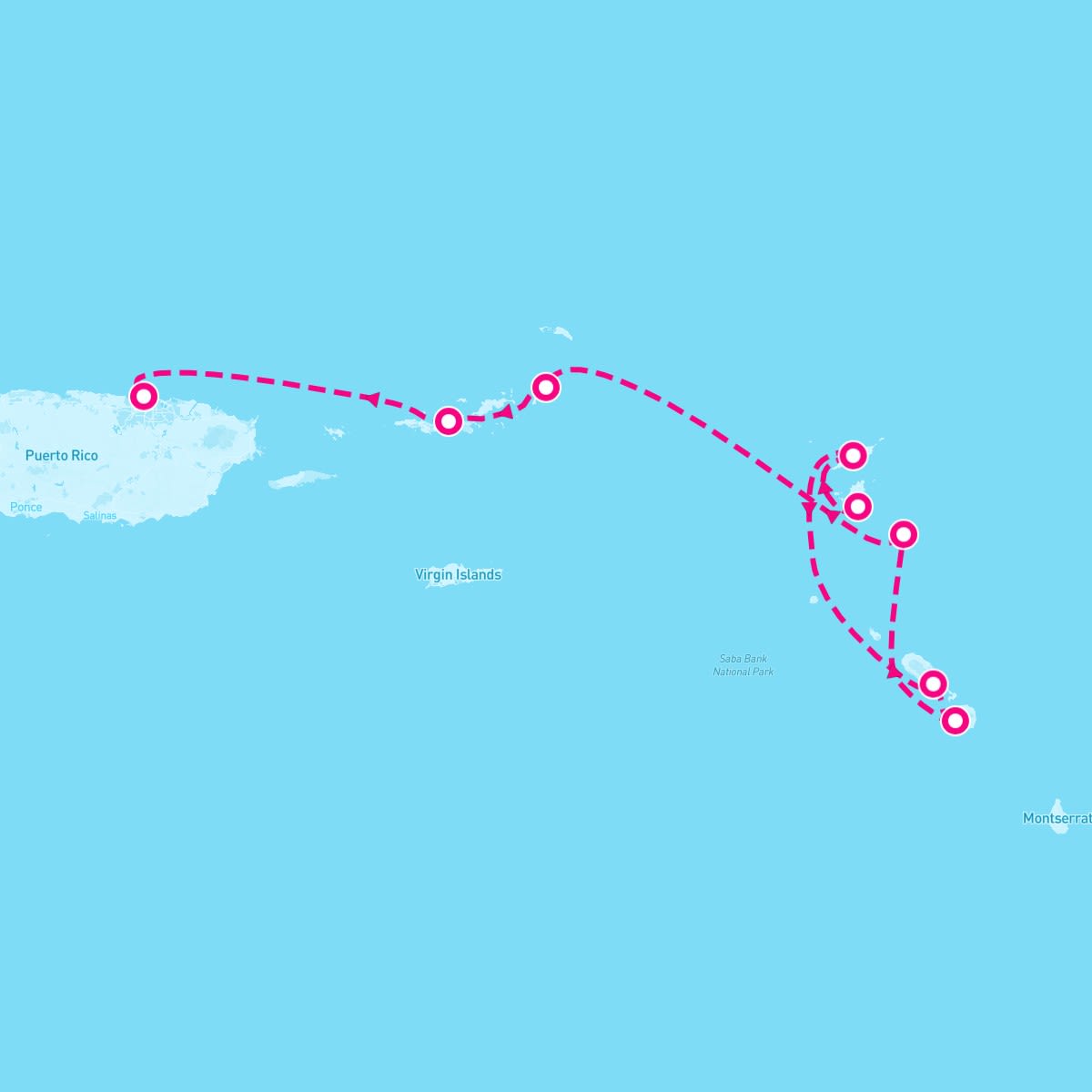 SeaDream I itinerary map for December 20, 2025 (7 nights)