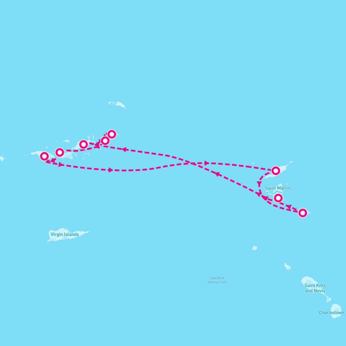 SeaDream I itinerary map for March 28, 2026 (7 nights)