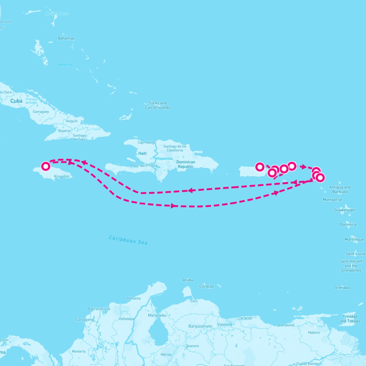 SeaDream I itinerary map for April 11, 2026 (7 nights)