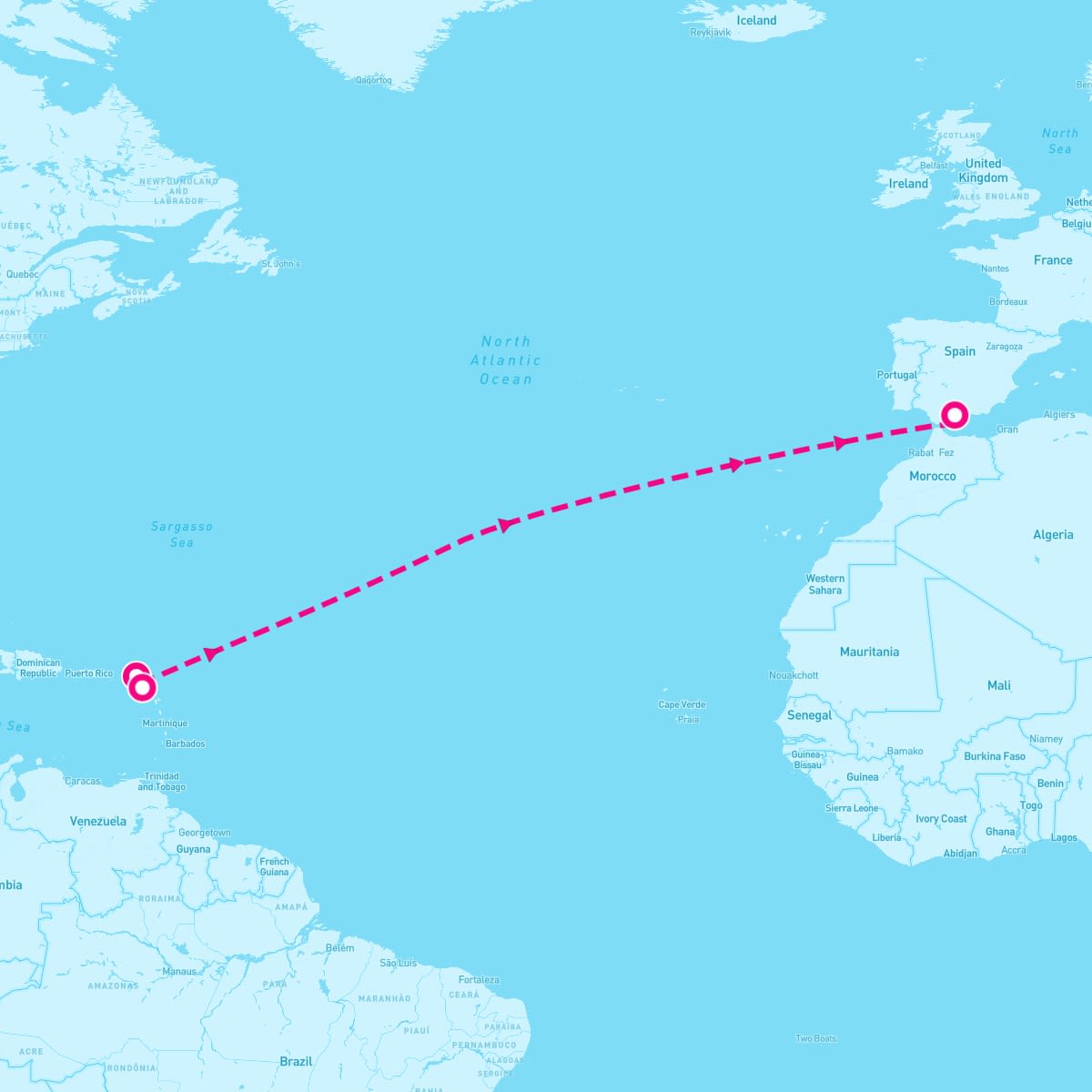 SeaDream I itinerary map for April 18, 2026 (14 nights)