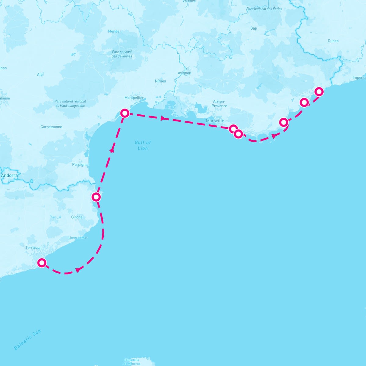 SeaDream I itinerary map for May 9, 2026 (7 nights)