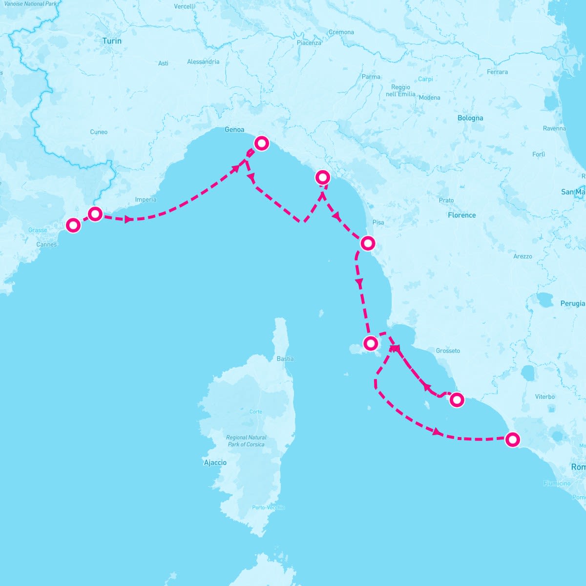 SeaDream I itinerary map for July 11, 2026 (7 nights)