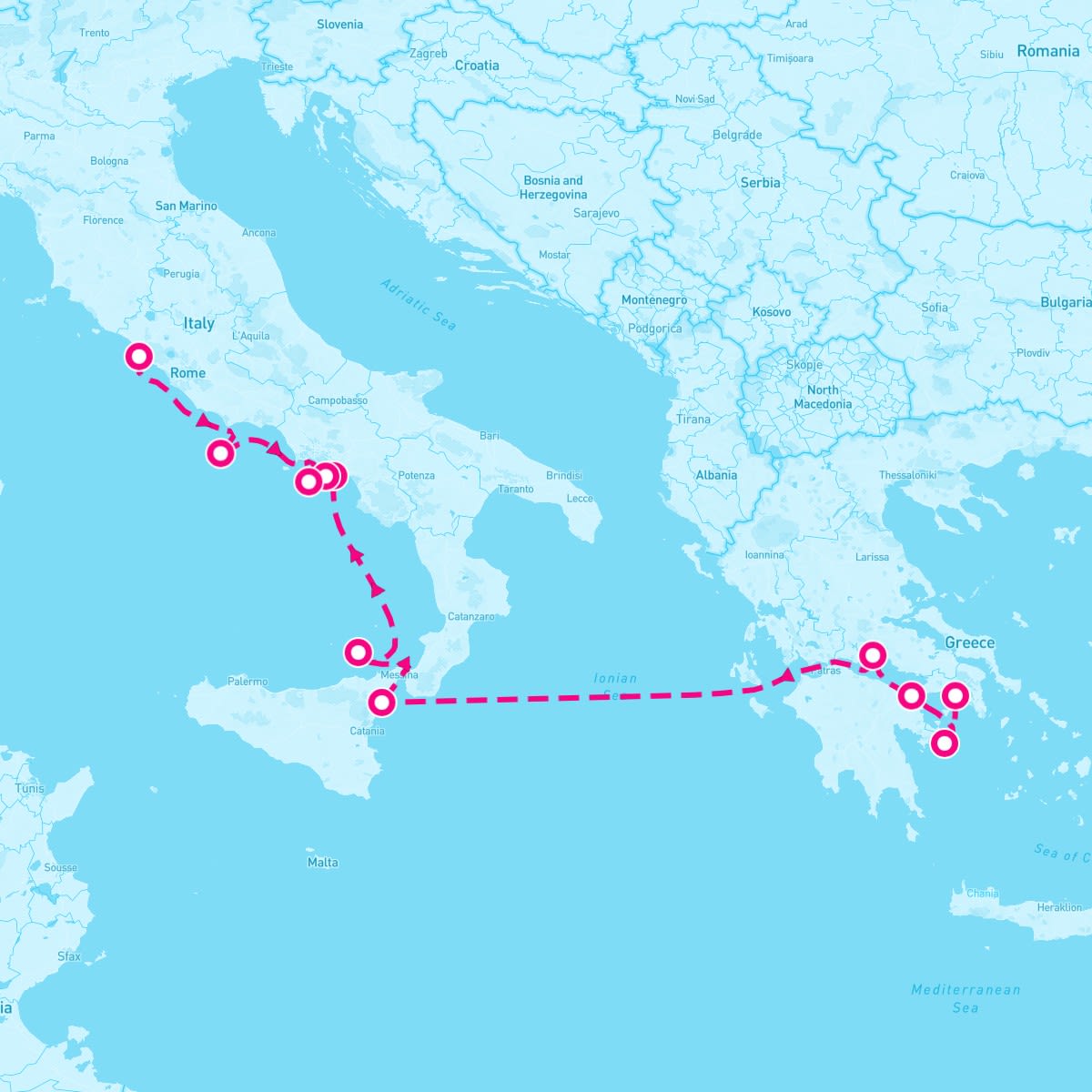 SeaDream I itinerary map for August 19, 2026 (10 nights)