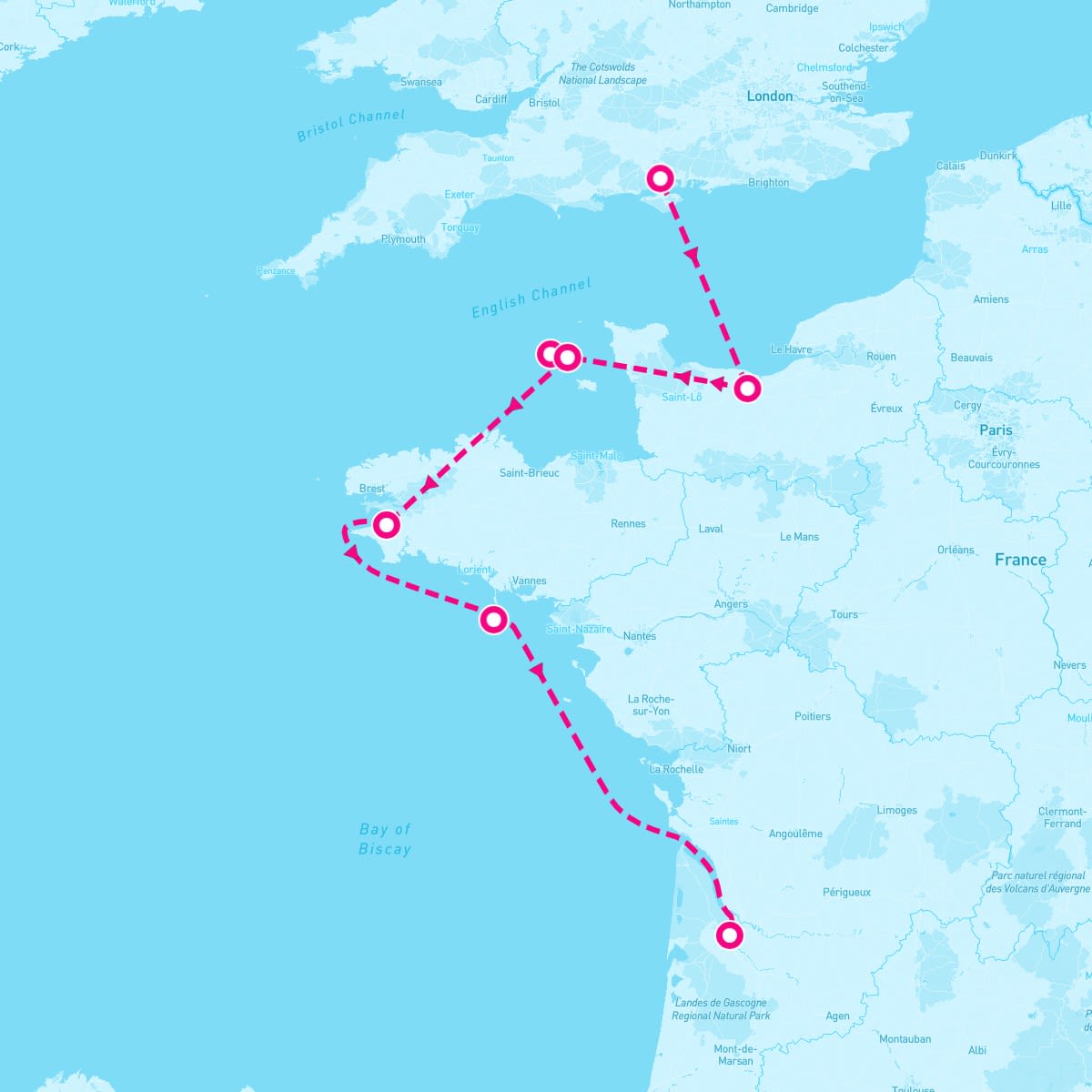 SeaDream I itinerary map for September 16, 2027 (7 nights)