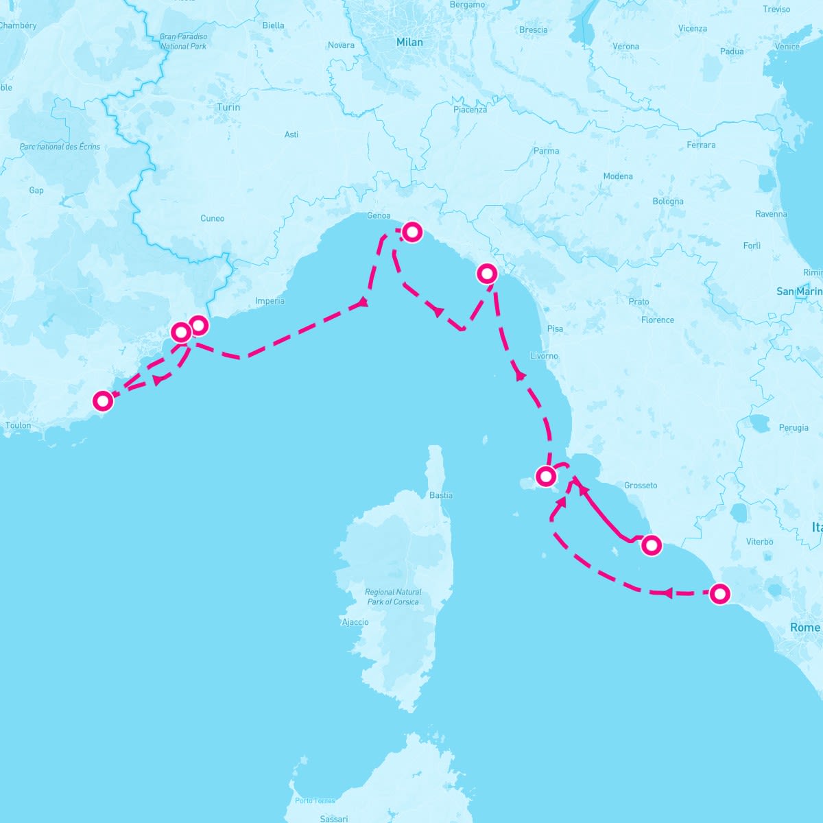 SeaDream II itinerary map for May 19, 2024 (7 nights)