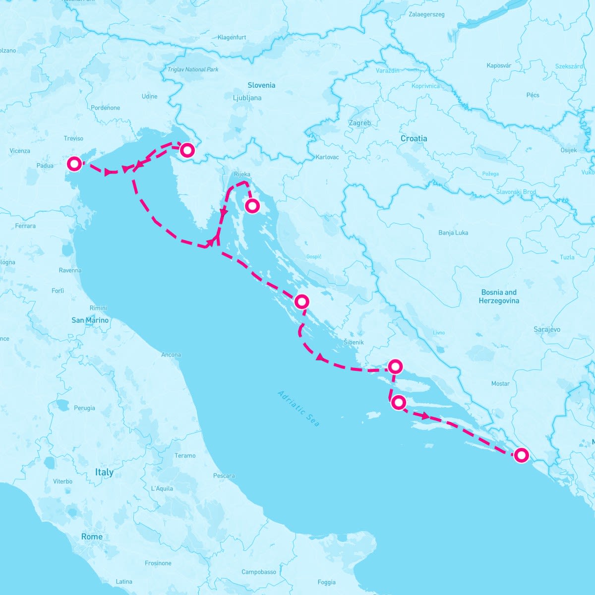 SeaDream II itinerary map for July 20, 2024 (7 nights)