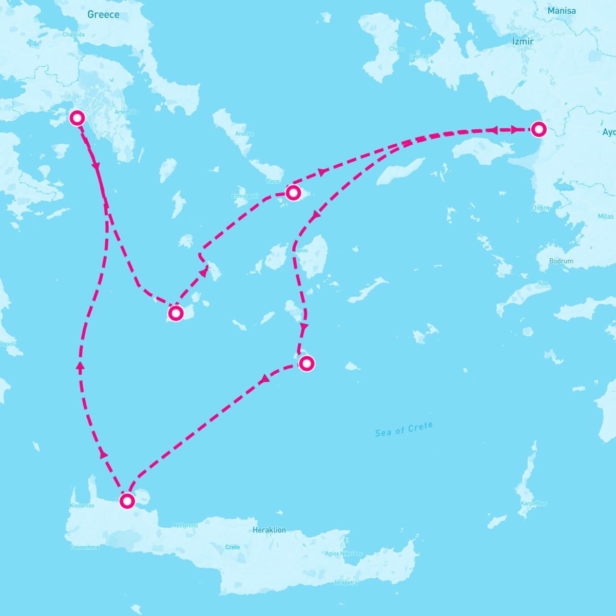 SeaDream II itinerary map for August 3, 2024 (7 nights)