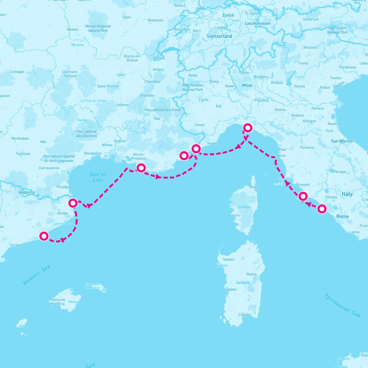 SeaDream II itinerary map for October 12, 2024 (7 nights)