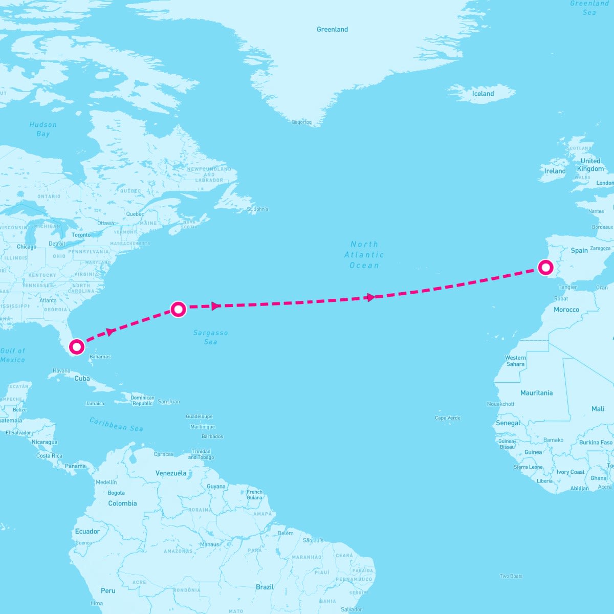 SeaDream II itinerary map for April 19, 2025 (16 nights)