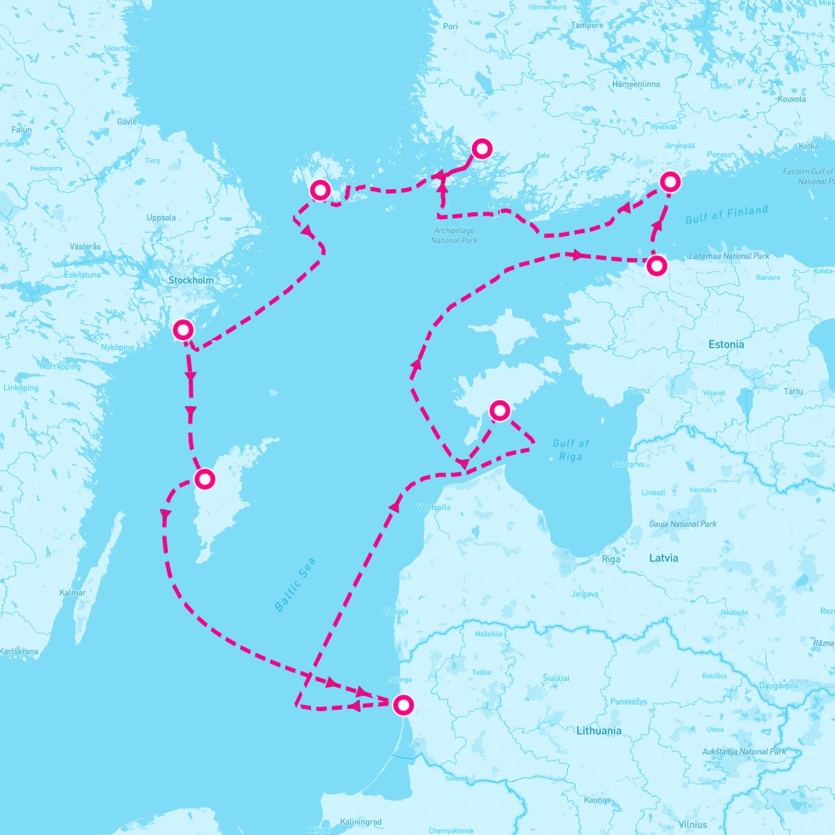 SeaDream II itinerary map for July 11, 2025 (8 nights)