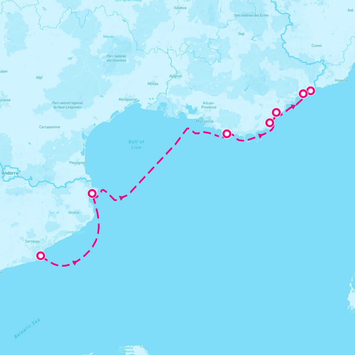 SeaDream II itinerary map for September 6, 2025 (6 nights)