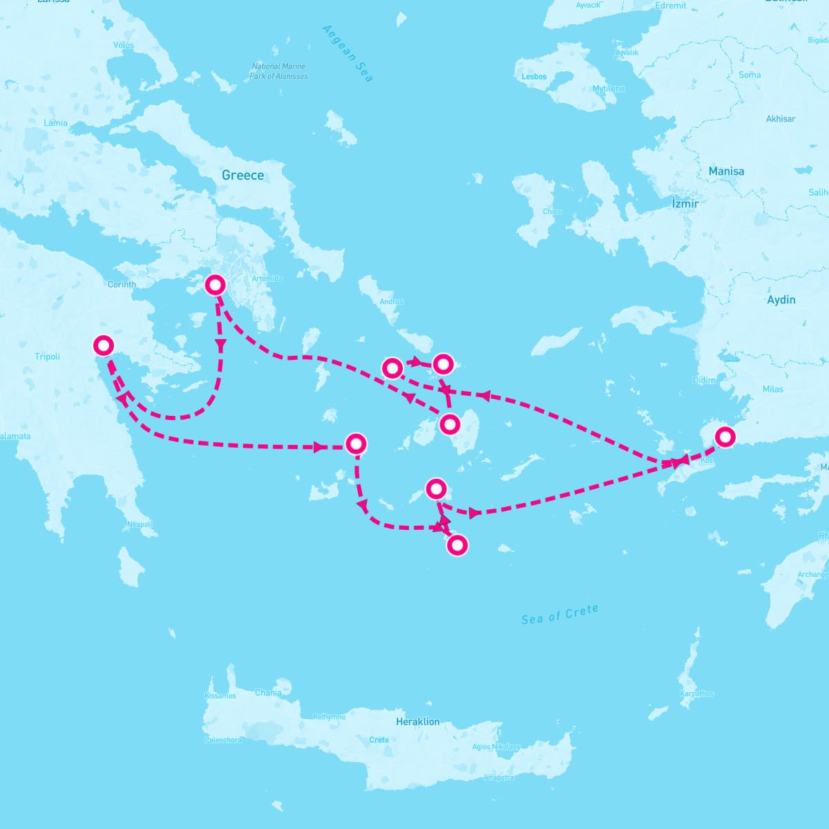 SeaDream II itinerary map for September 28, 2025 (7 nights)