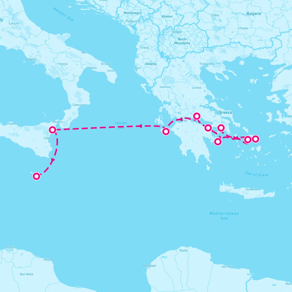 SeaDream II itinerary map for October 5, 2025 (7 nights)
