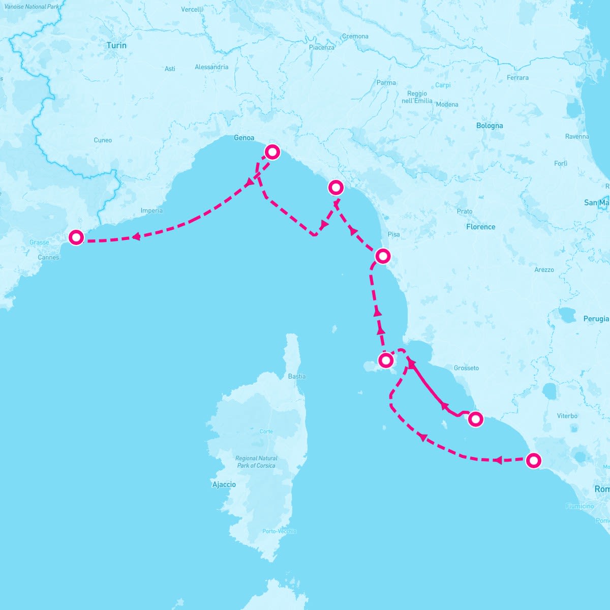 SeaDream II itinerary map for October 19, 2025 (7 nights)