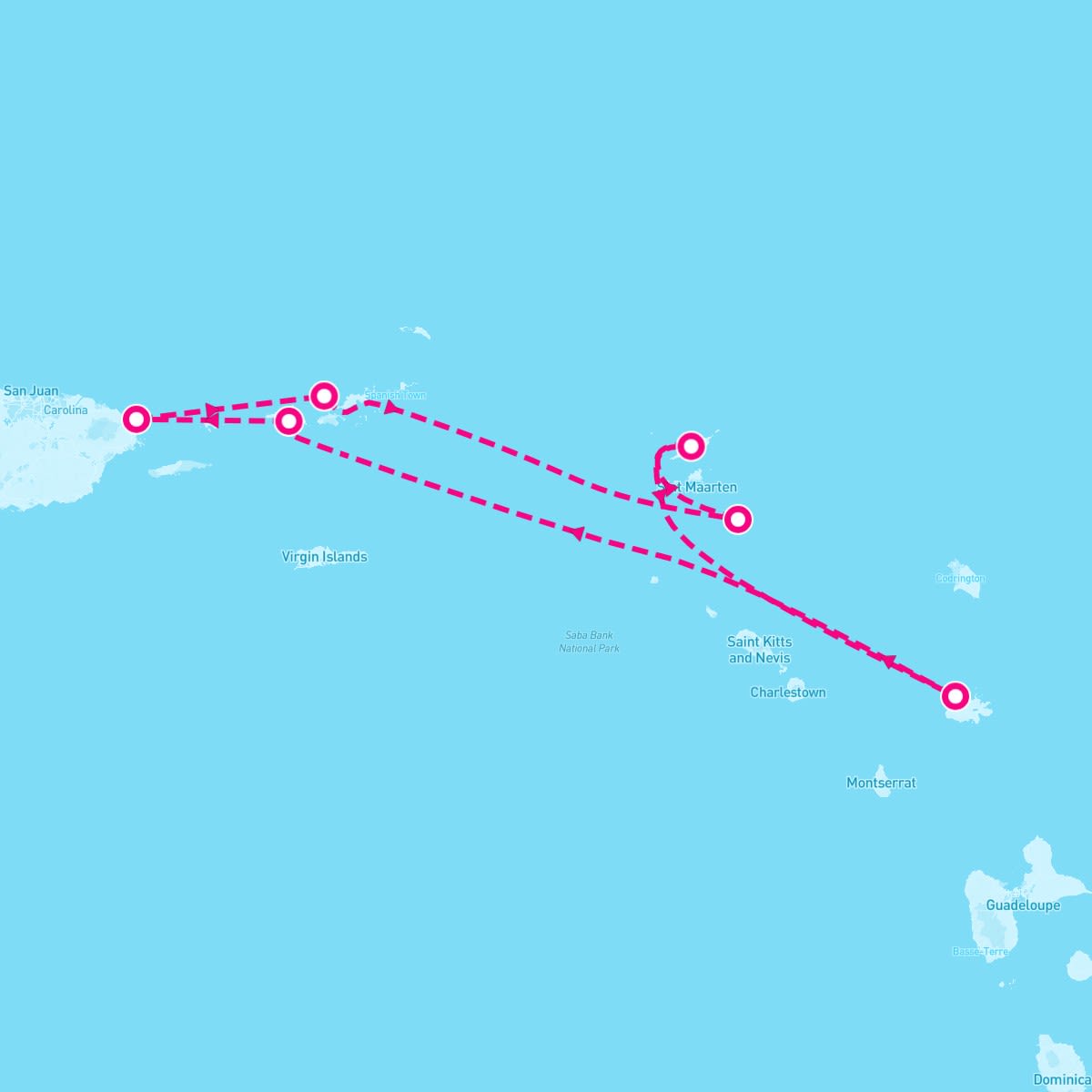 SeaDream II itinerary map for December 5, 2026 (7 nights)