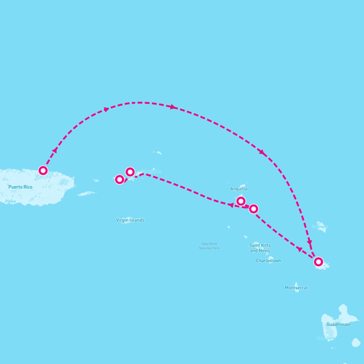 SeaDream II itinerary map for December 27, 2026 (7 nights)