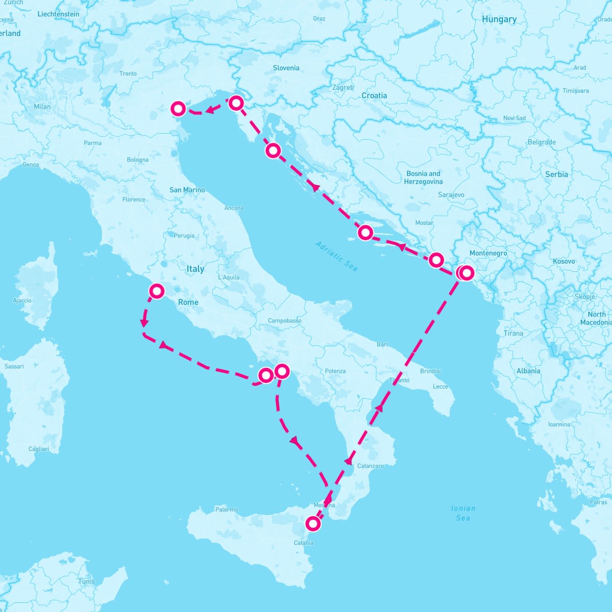 SeaDream II itinerary map for August 22, 2027 (11 nights)
