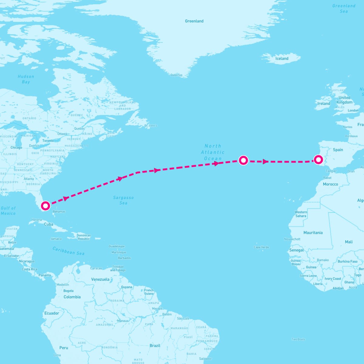 SeaDream II itinerary map for April 22, 2028 (14 nights)