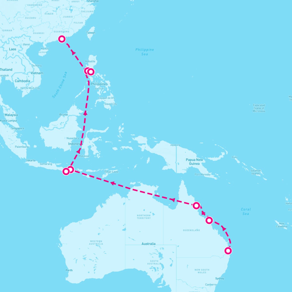 Serenade of the Seas itinerary map for March 11, 2024 (16 nights)