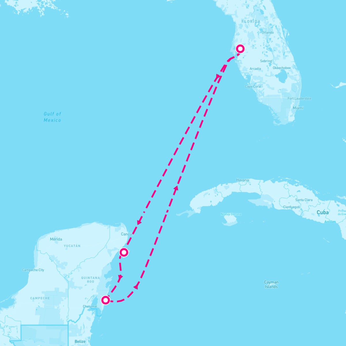 Serenade of the Seas itinerary map for December 1, 2024 (5 nights)