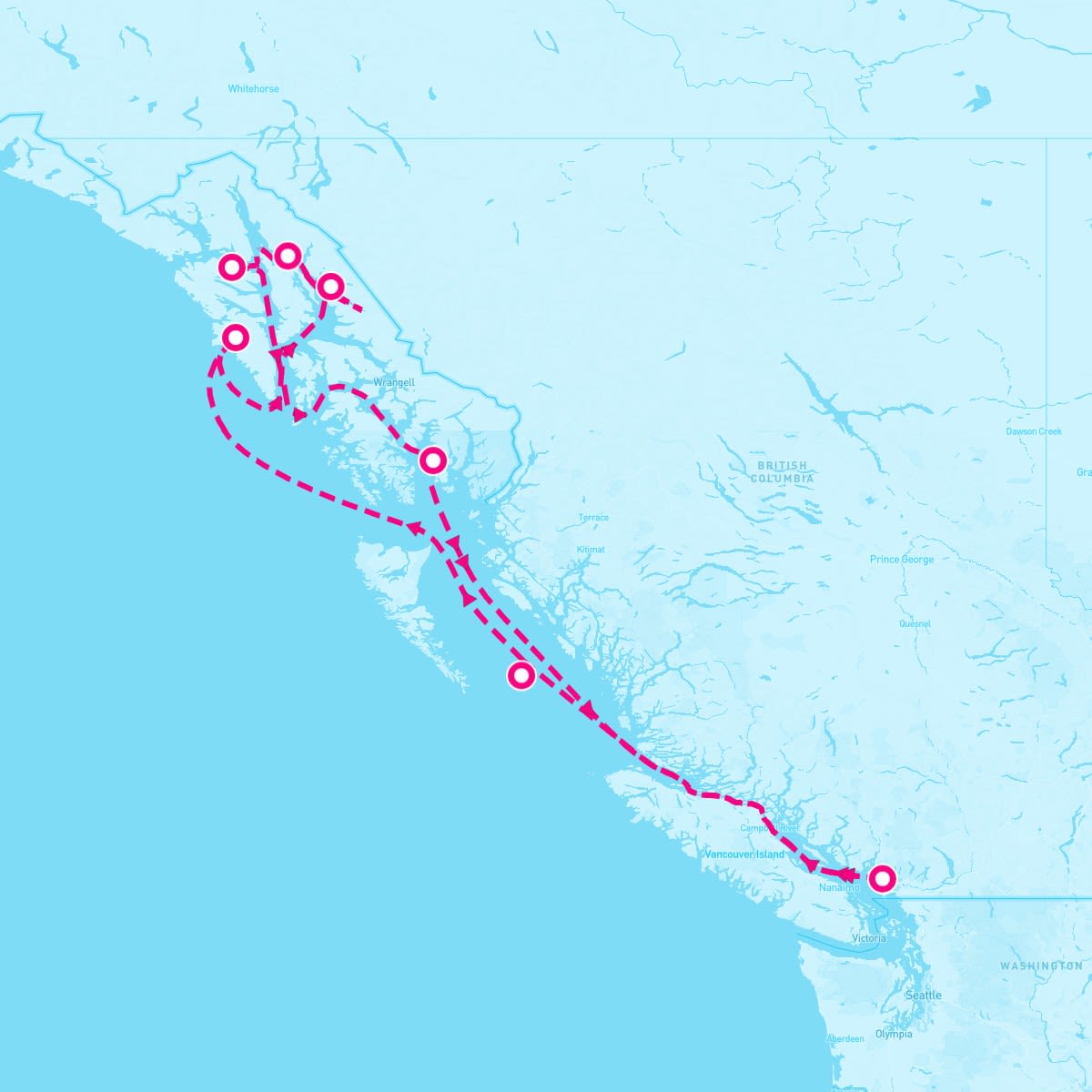 Serenade of the Seas itinerary map for June 8, 2025 (7 nights)