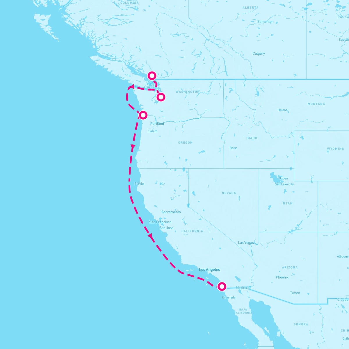 Serenade of the Seas itinerary map for September 14, 2025 (5 nights)
