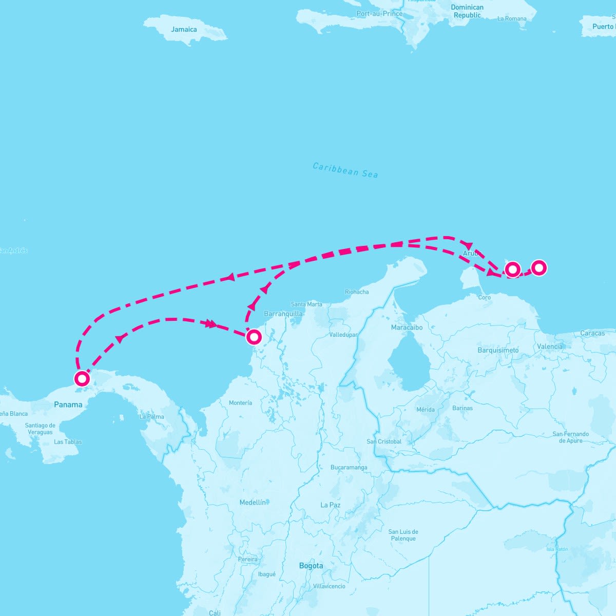 Serenade of the Seas itinerary map for November 9, 2025 (7 nights)