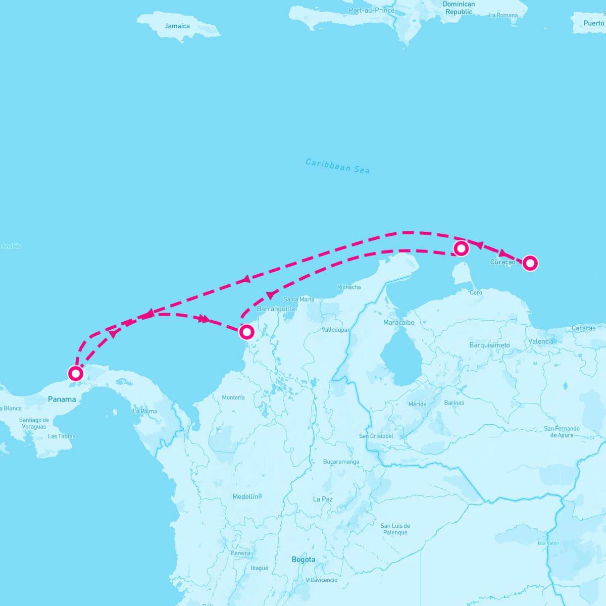 Serenade of the Seas itinerary map for January 31, 2026 (7 nights)