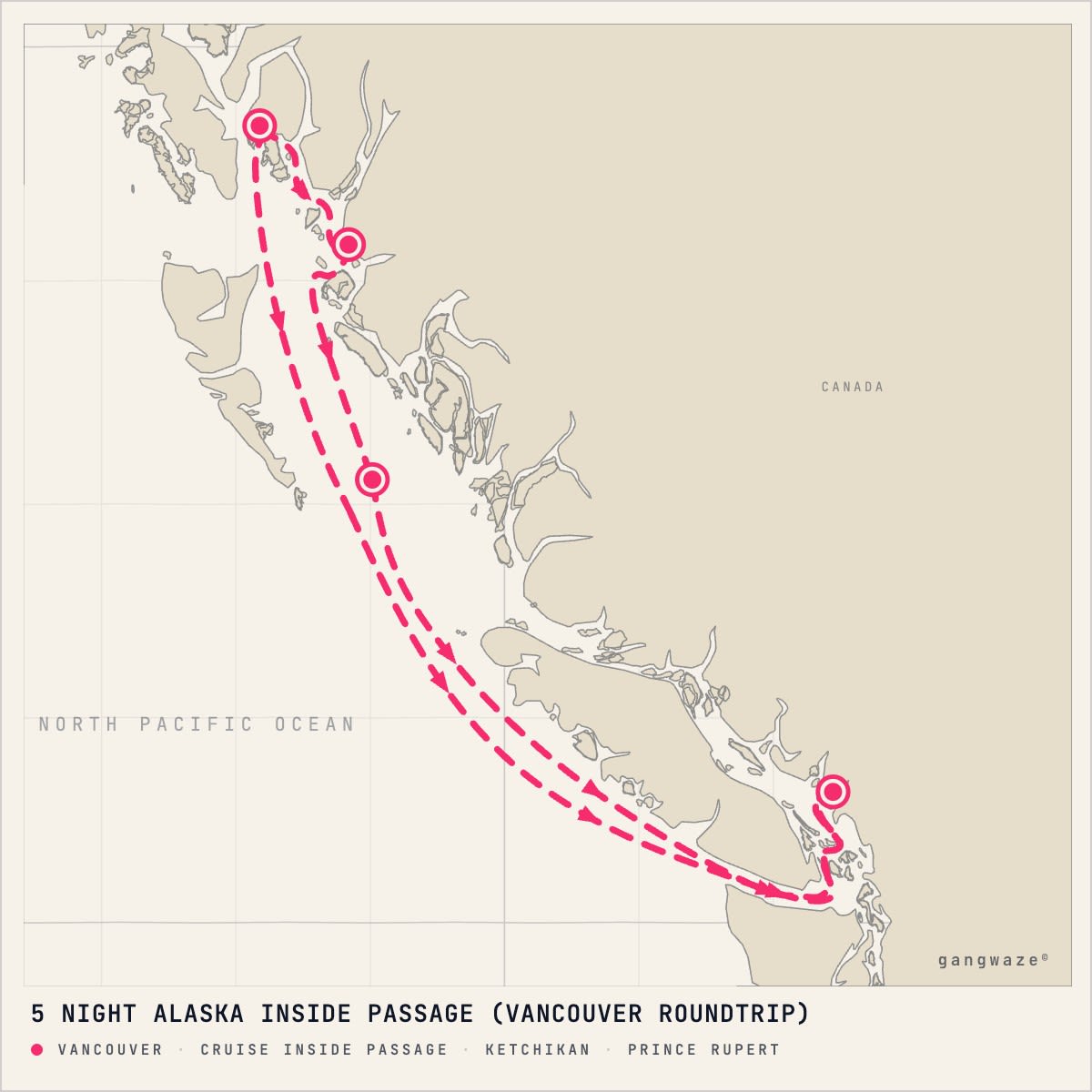 Serenade of the Seas itinerary map for September 1, 2026 (5 nights)