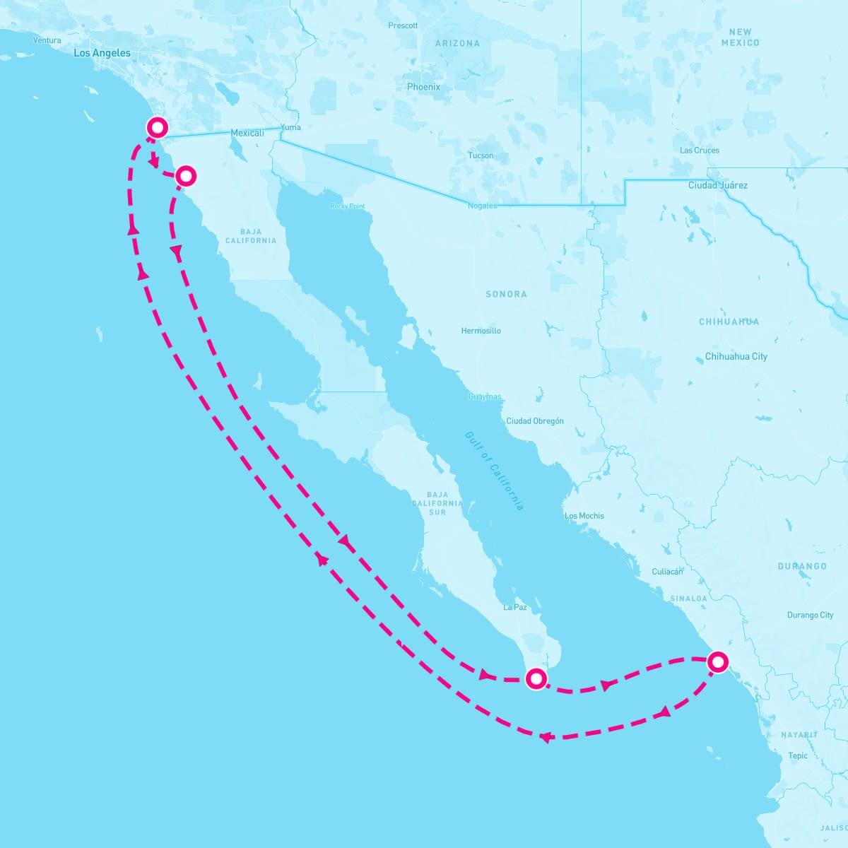 Serenade of the Seas itinerary map for February 28, 2027