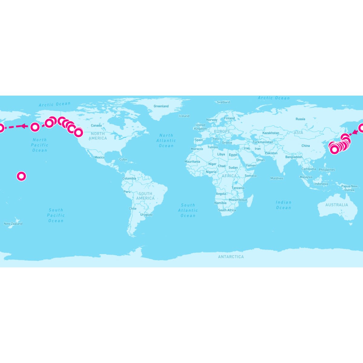 Seven Seas Explorer itinerary map for April 1, 2024 (30 nights)