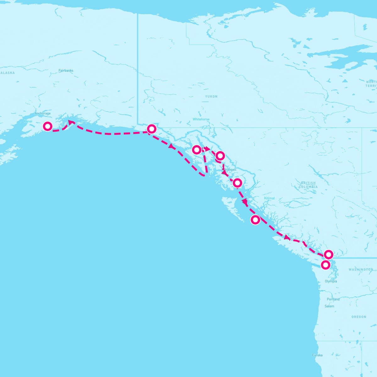 Seven Seas Explorer itinerary map for May 22, 2024 (7 nights)